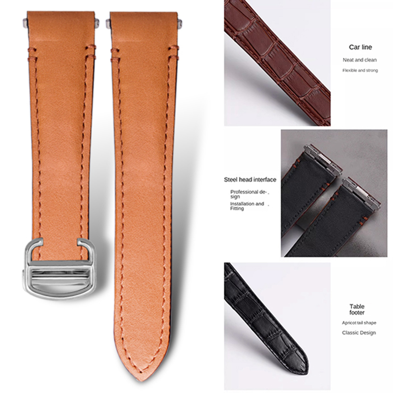 Cartier Watch Santos - 21mm 19mm Cow leather Watch Strap
