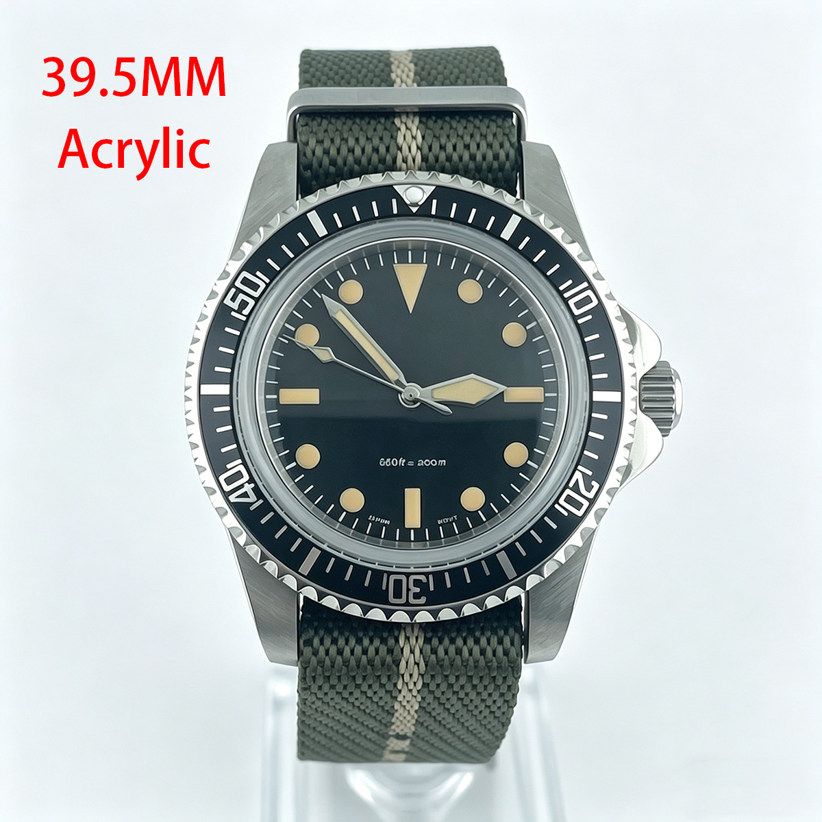 39.5mm Diver Retro Watch No Ca - đánh giá và giá Tropic Strap Vintage