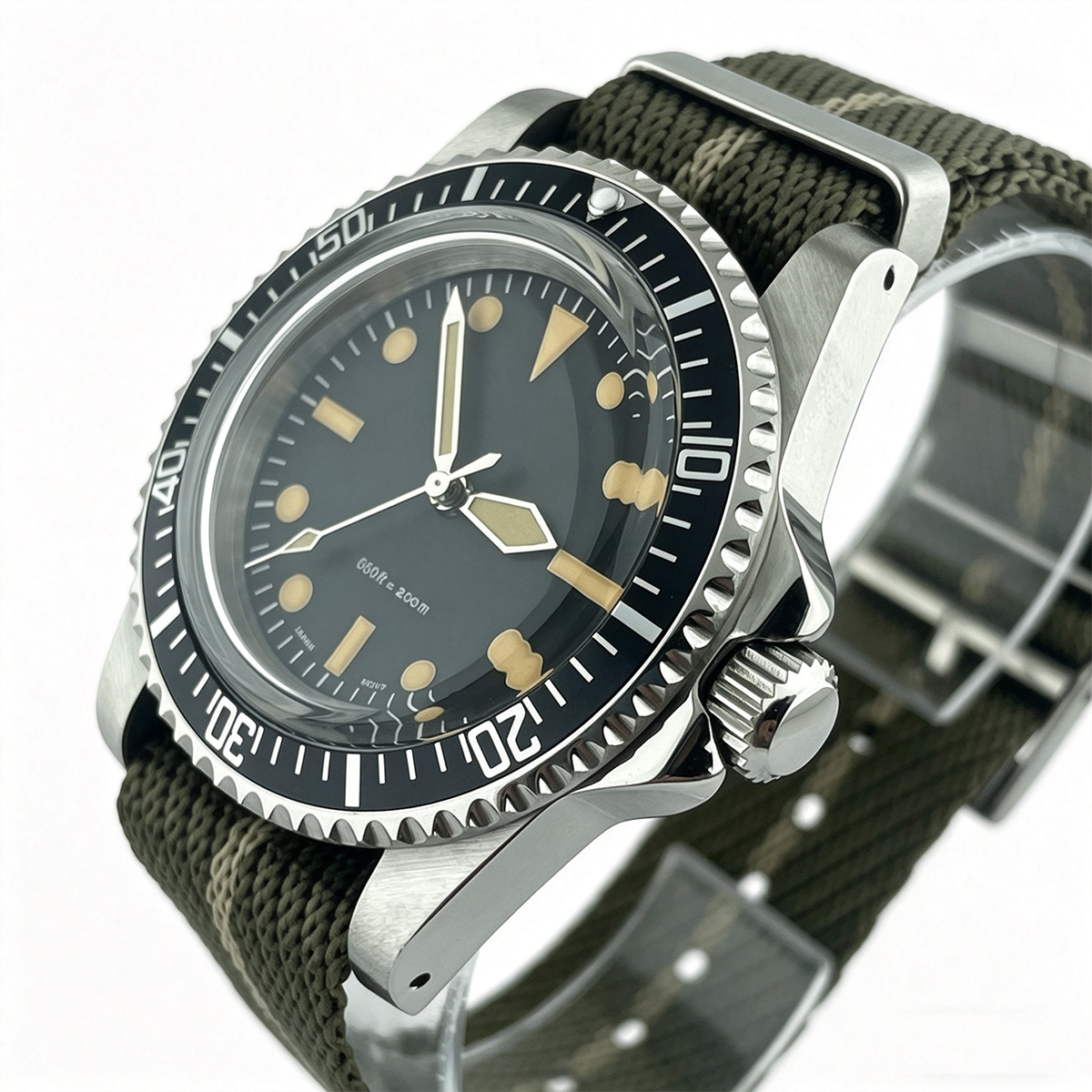 39.5mm Diver Retro Watch No Ca - đánh giá và giá Tropic Strap Vintage